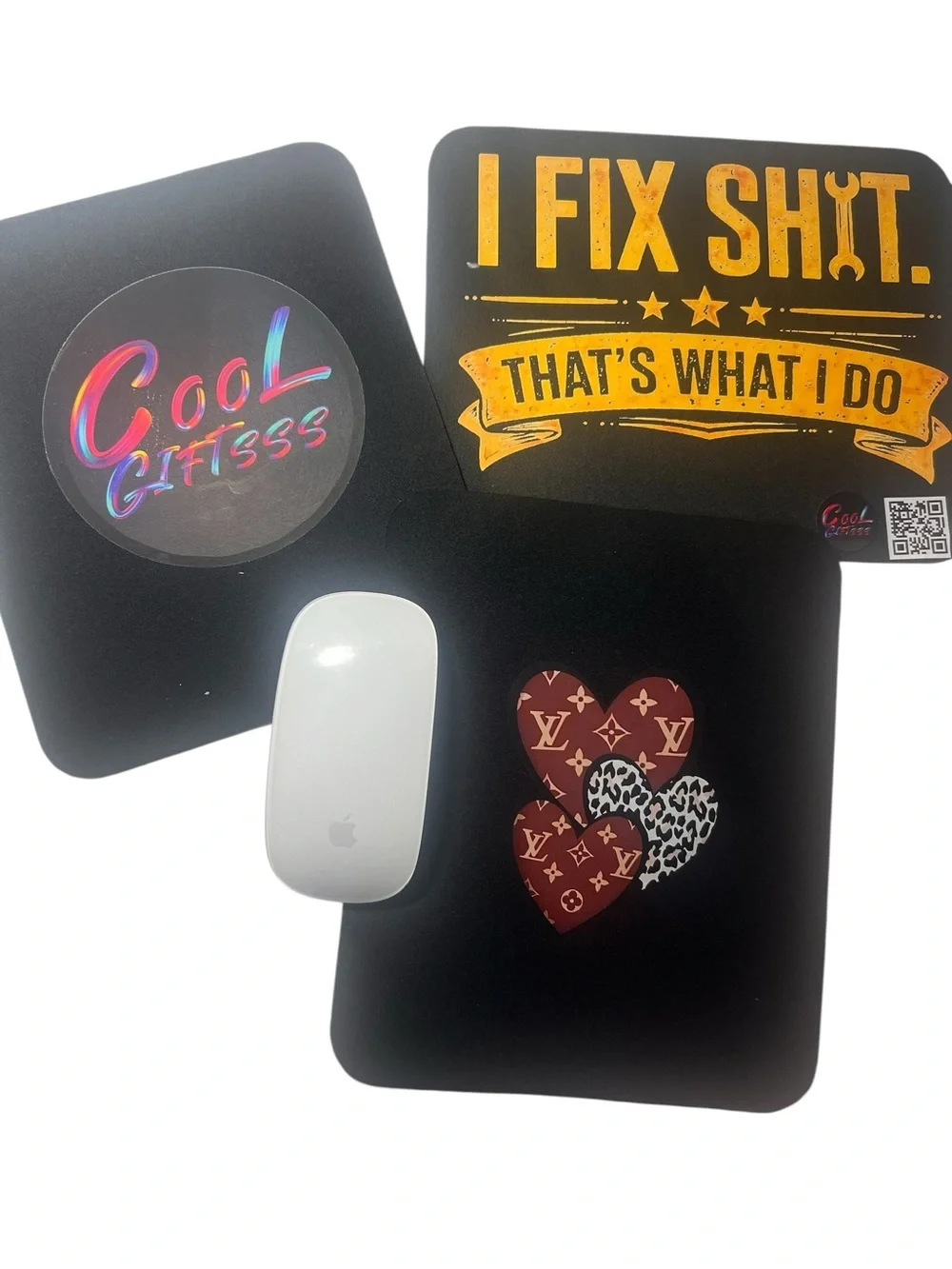 Pick 2 Customer appreciation gifts. Mouse pads, makeup bag, keychains, koozie